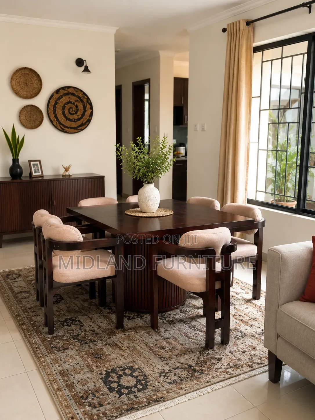6-Seater Solid Hardwood Dining | Modern Dining.pay on Delivery