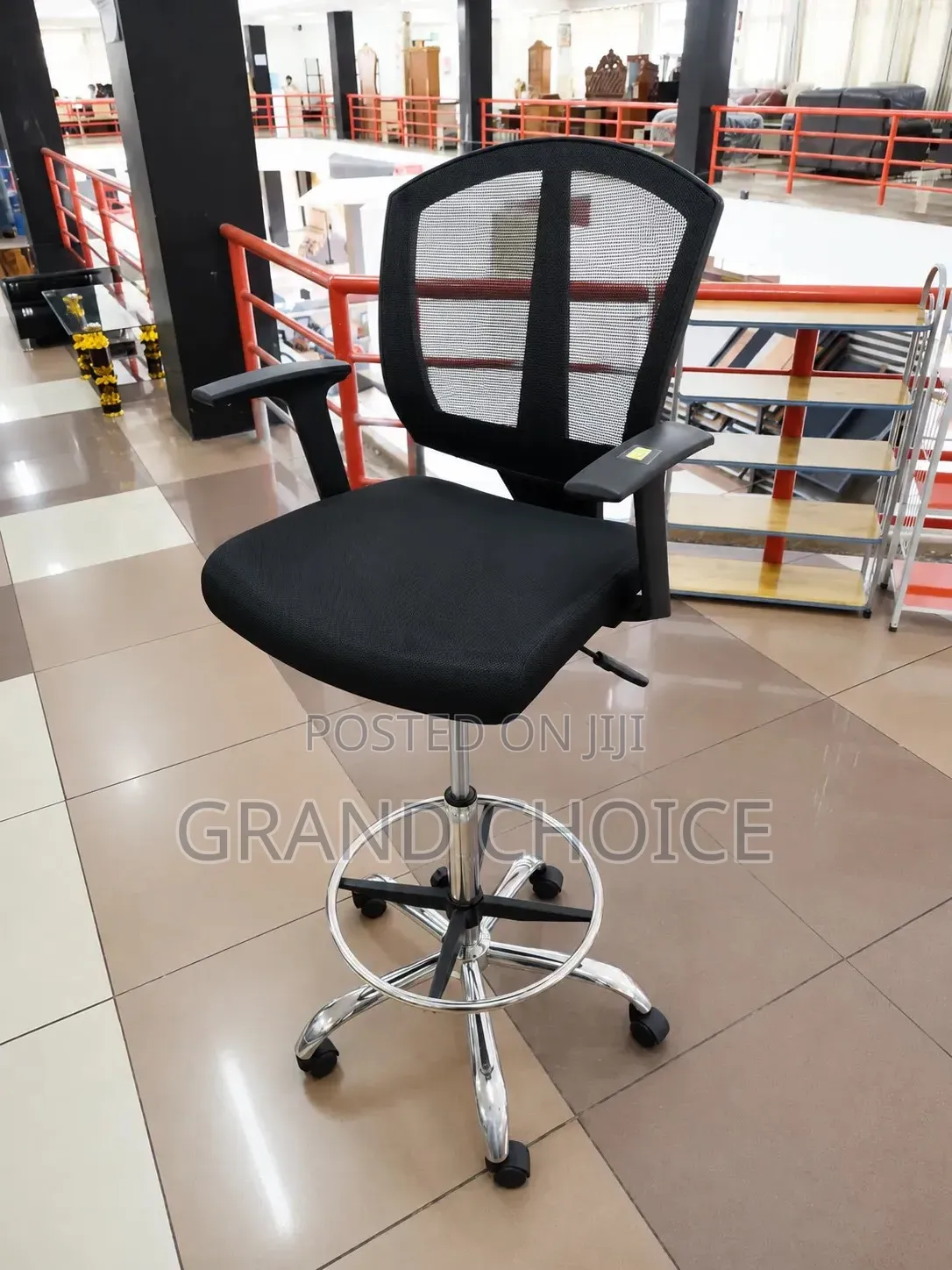Adjustable Mesh Bar Stool Chair With a Footring