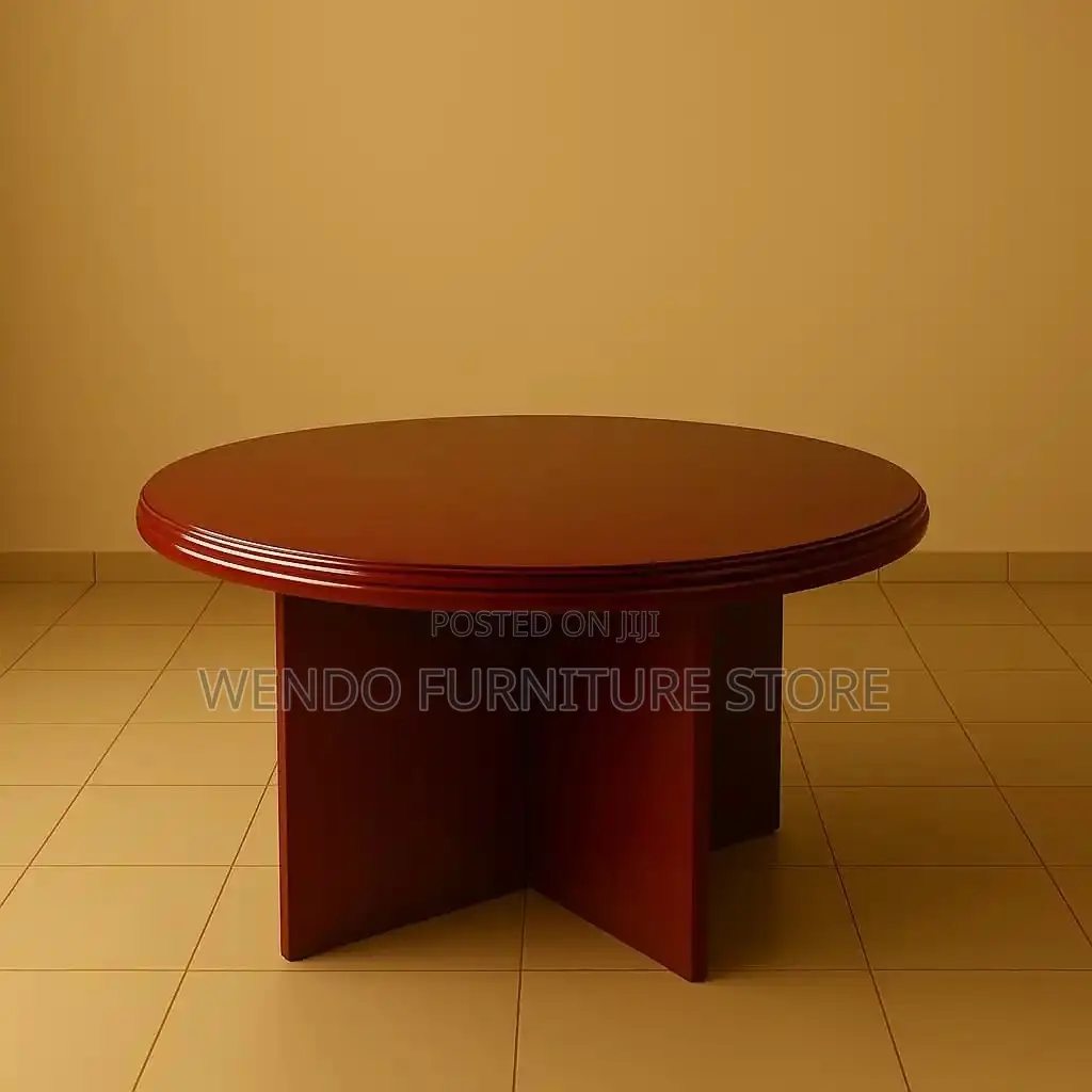 Office Tables; 1.2 Meter Round Office Board Table With Mahogany Finish
