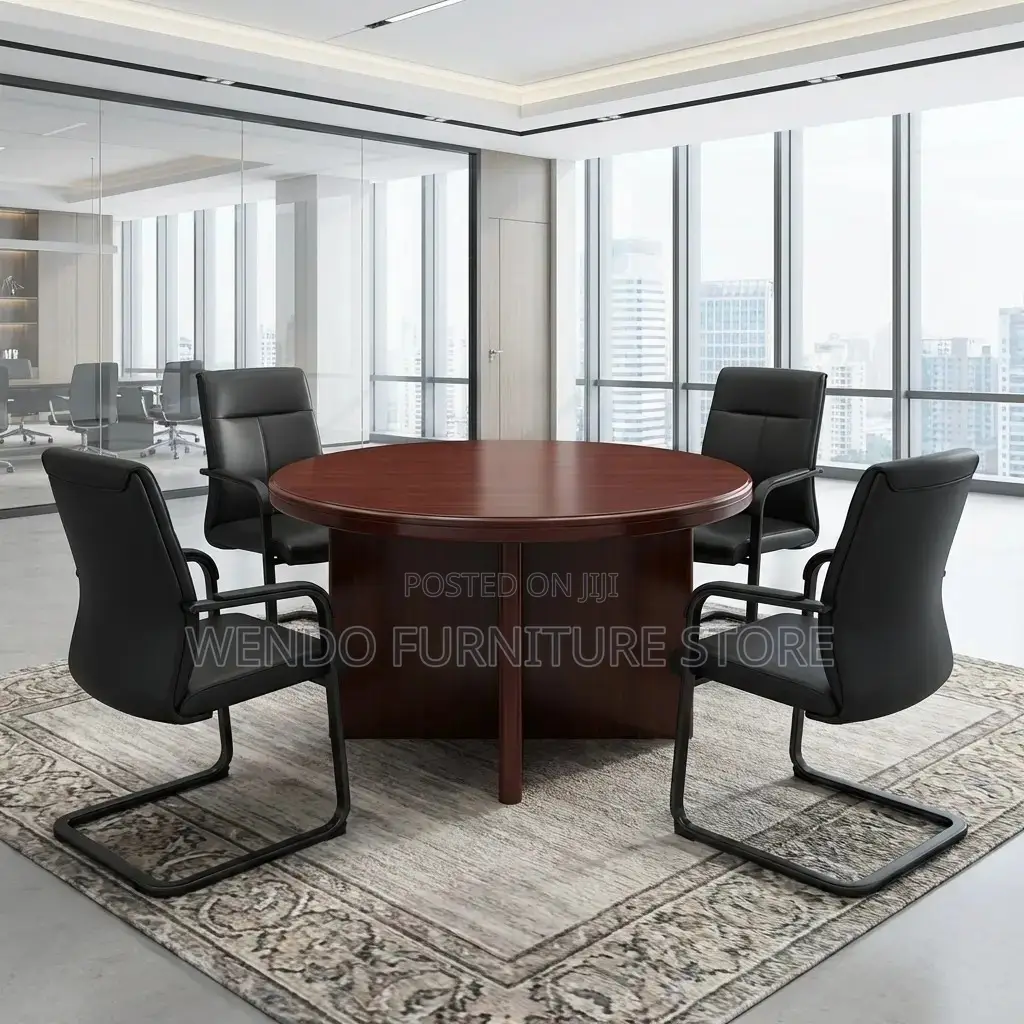 Office Tables; 1.2 Meter Round Office Board Table With Mahogany Finish