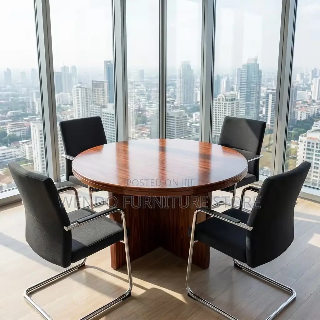 Office Tables; 1.2 Meter Round Office Board Table With Mahogany Finish