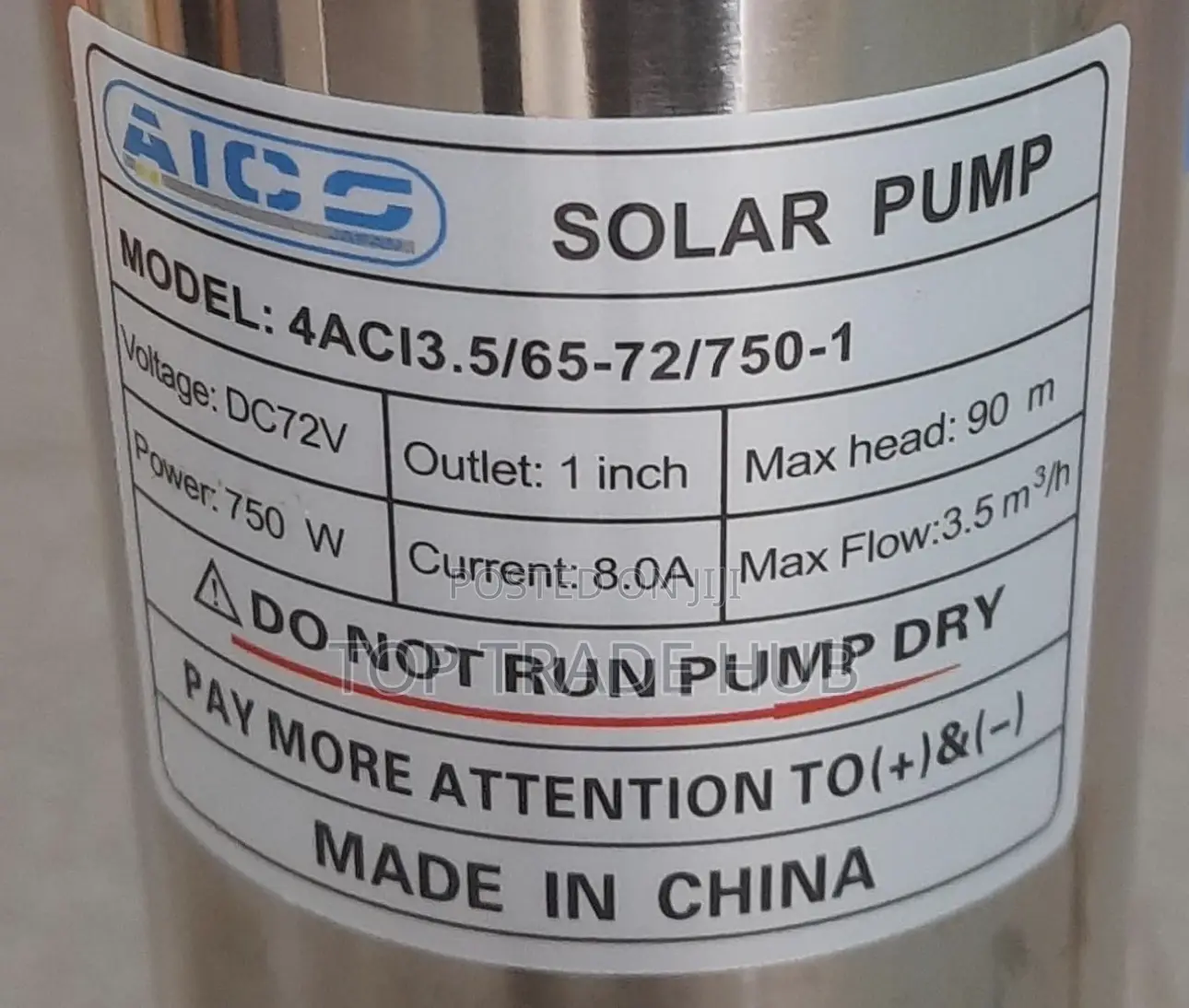 Aico Japan Solar Deep Well Submersible Pump Head 90m 750W + CONTROLLER