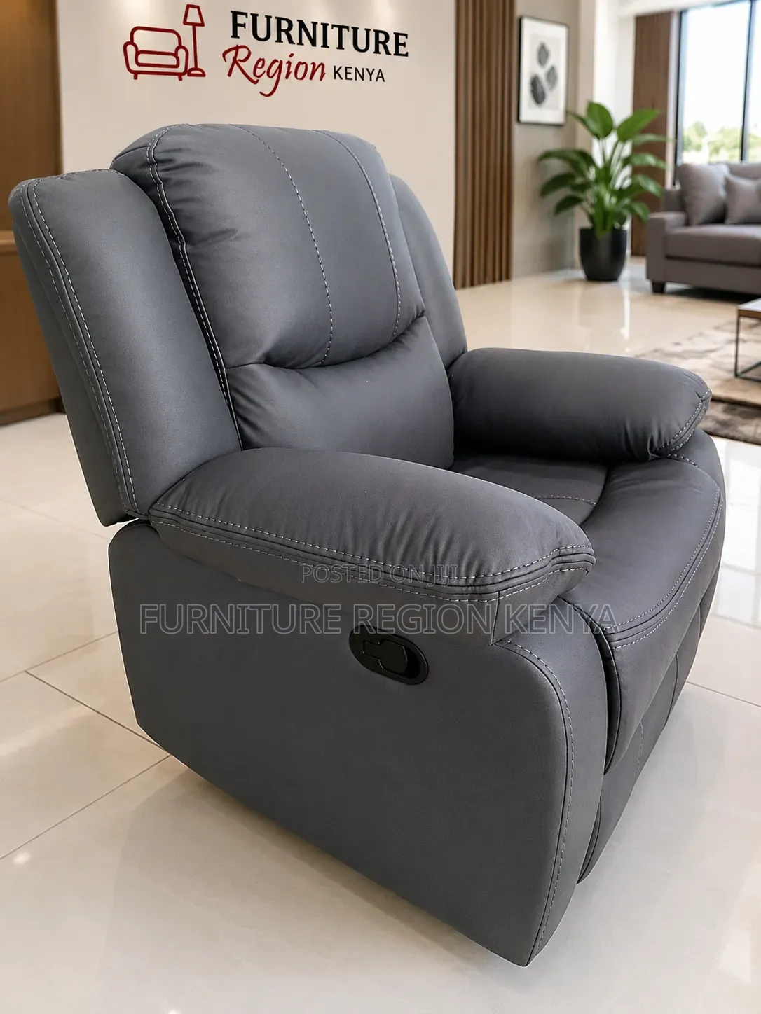 Single Seater Recliner Gray Sofa