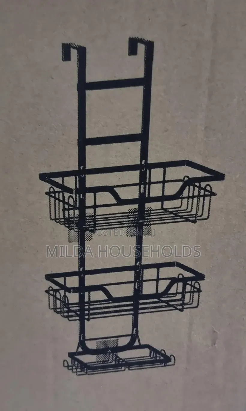 3 Layer Behind the Door Metallic Bathroom Shelf Shower Caddy