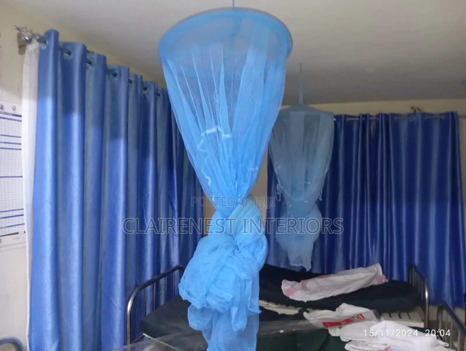 Soft Plain Blue Curtains for Hospital Windows