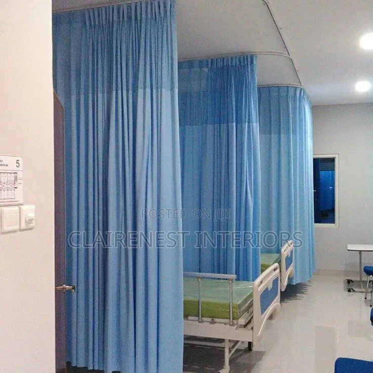 Smart Hospital Interiors Blue Curtains
