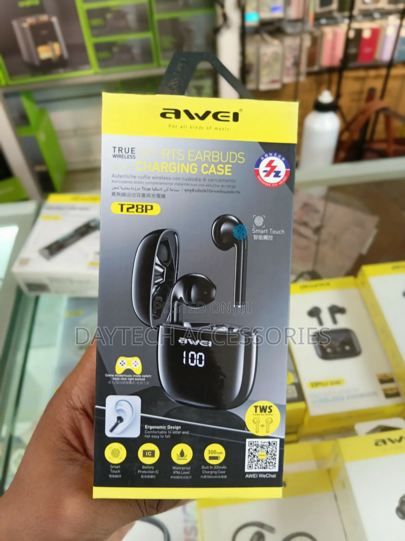 The Awei T28P True Wireless Sports Earbuds in Black