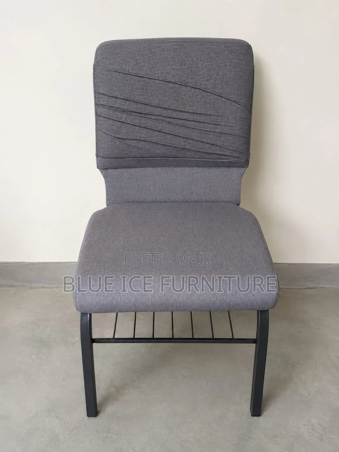 Grey Fabric Visitors Chair Heavy Duty Church Chair