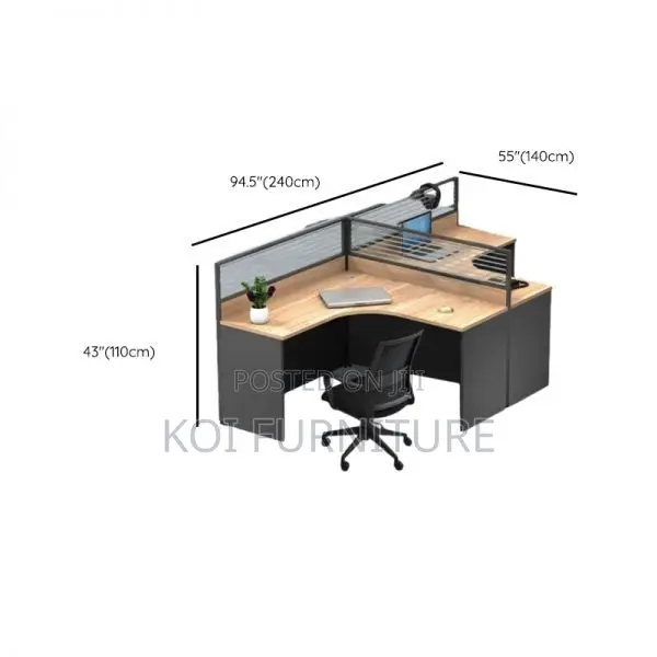 Office Workstation; Two Users Occupation Curved Office Workstation