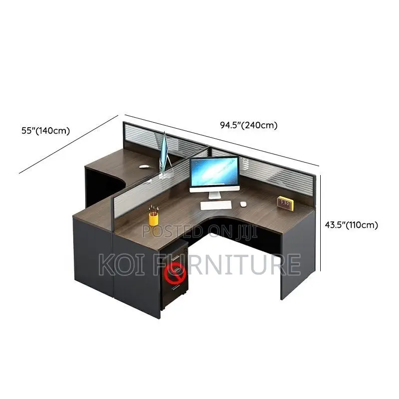 Office Workstation; Two Users Occupation Curved Office Workstation