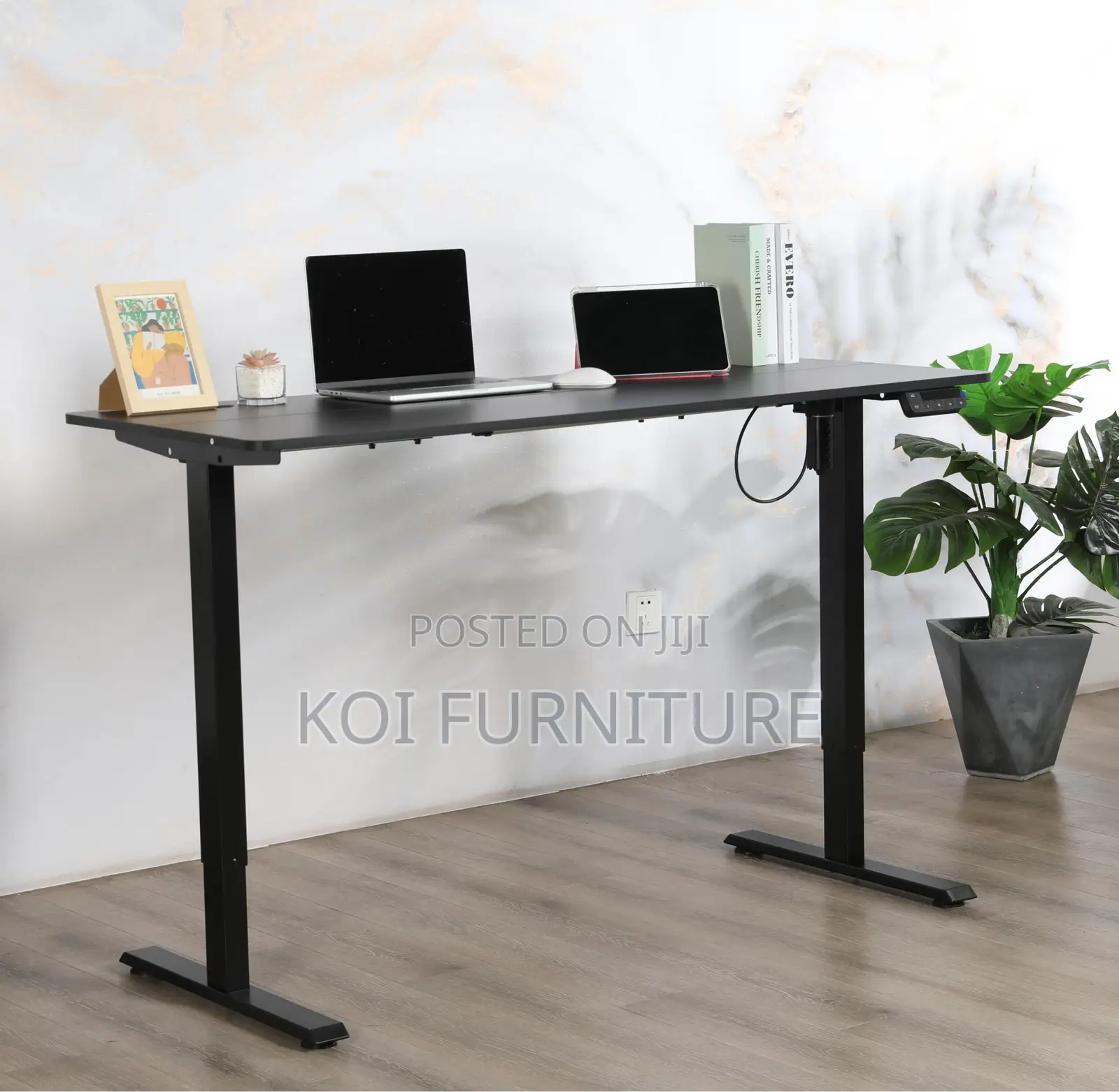 Office Desk; 1.2 Meters Adjustable Black Height Standing PC Desk