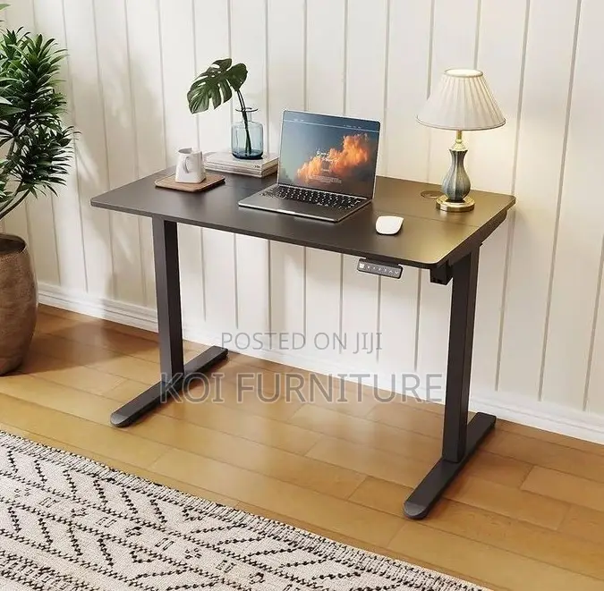 Office Desk; 1.2 Meters Adjustable Black Height Standing PC Desk