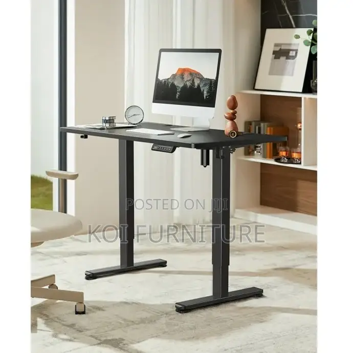 Office Desk; 1.2 Meters Adjustable Black Height Standing PC Desk
