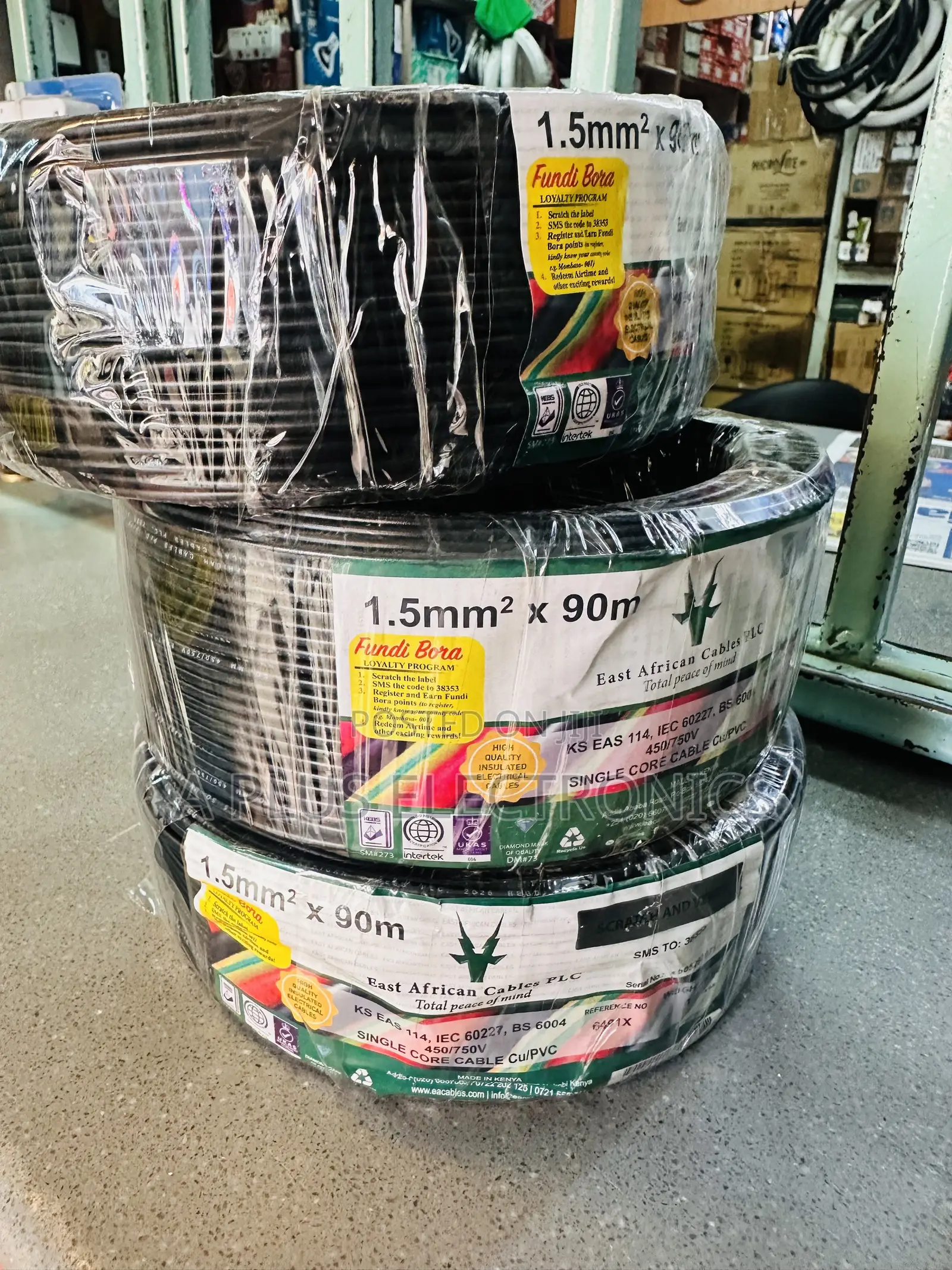 East Africa Cable 1.5mm Single Black 90m High Quality House Cable
