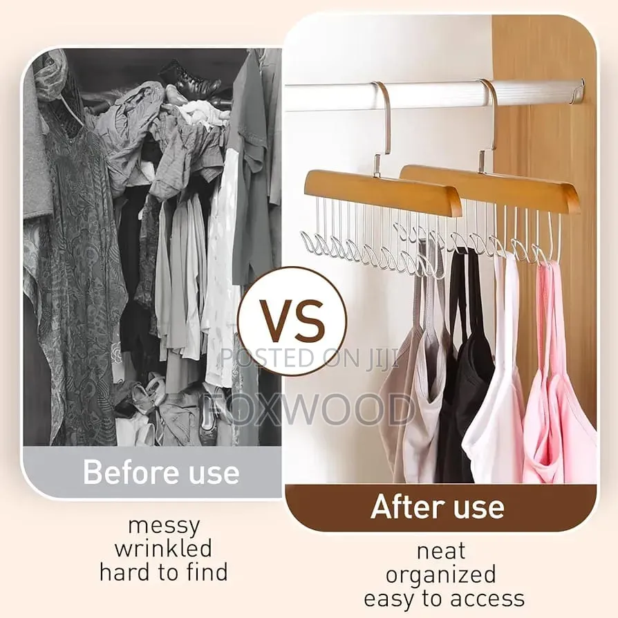 Multipurpose 8 Hook Solid Wood Bra Hanger