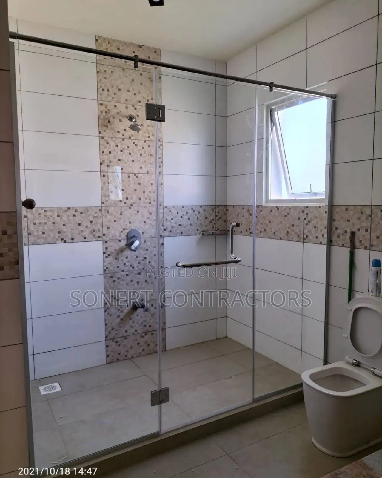 Straight Wall to Wall 3 Glass Panel Quality Shower Glass