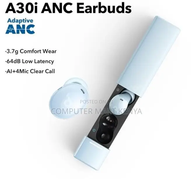 Soundcore A30i Noise Cancelling Earbuds–Blue.