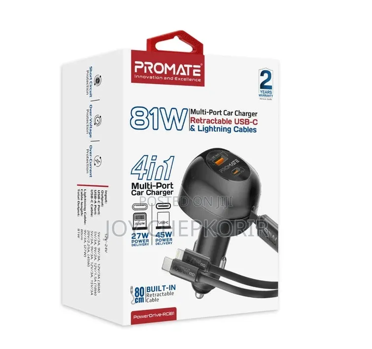 Promate 81W Multi-Port Car Charger – PowerDrive RC81