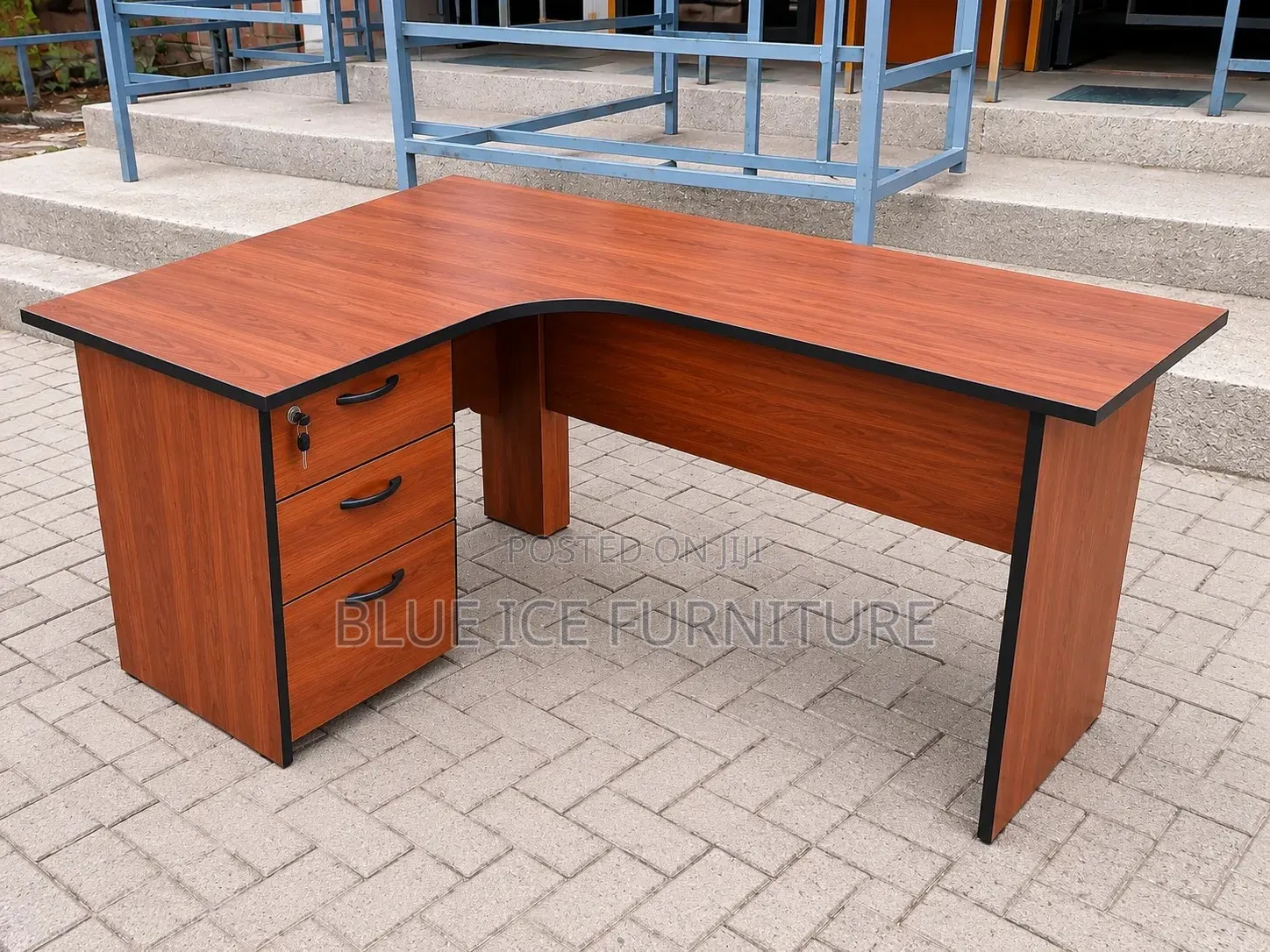 Lshape Executive Office Desk With 3 Lockable Drawer