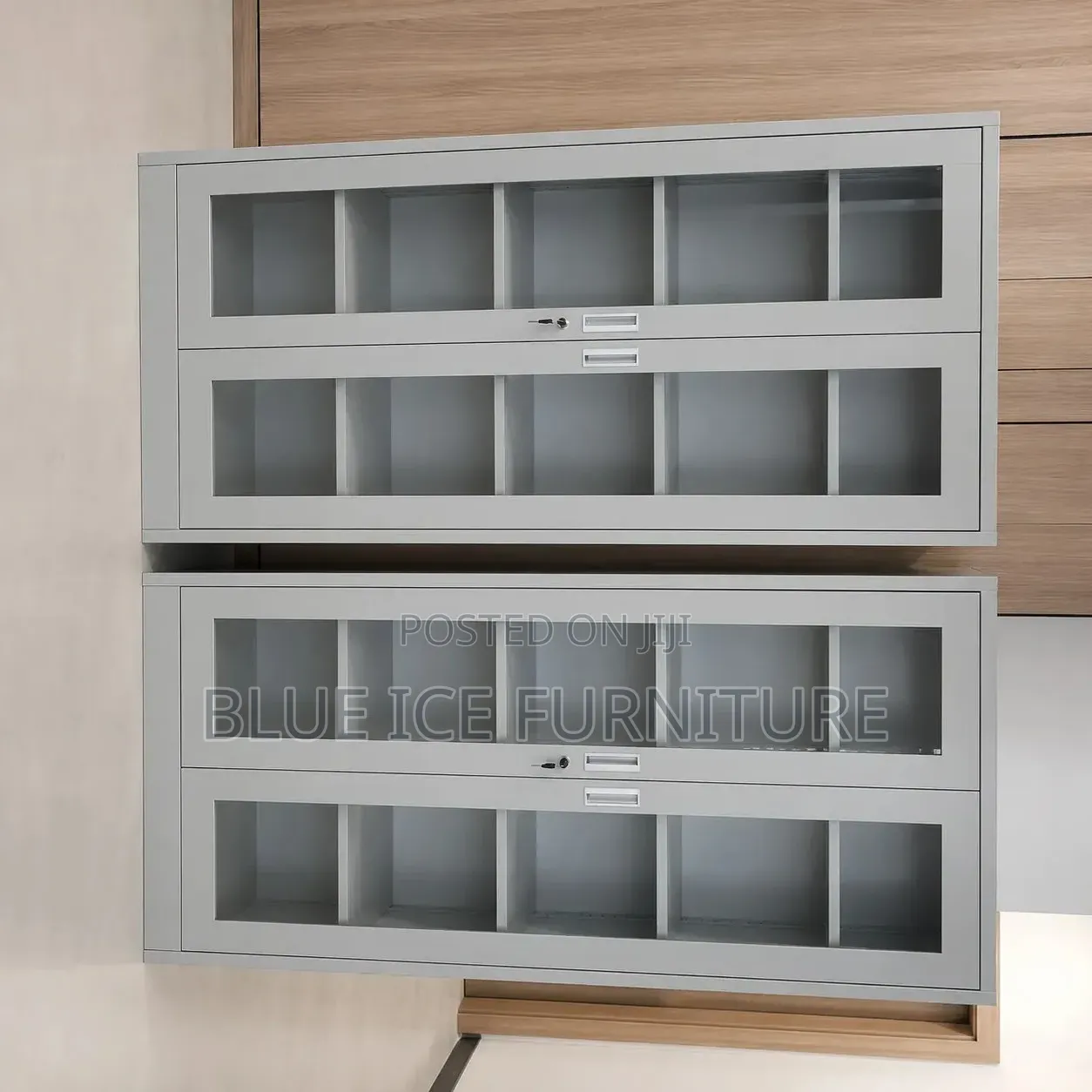 Steel Office Storage Cabinet With 2 Glass Door