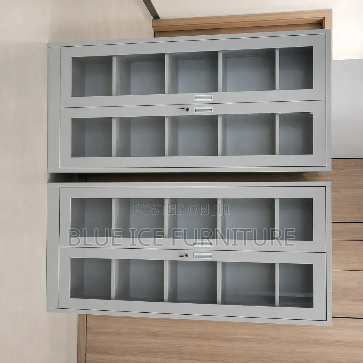 Steel Office Storage Cabinet With 2 Glass Door