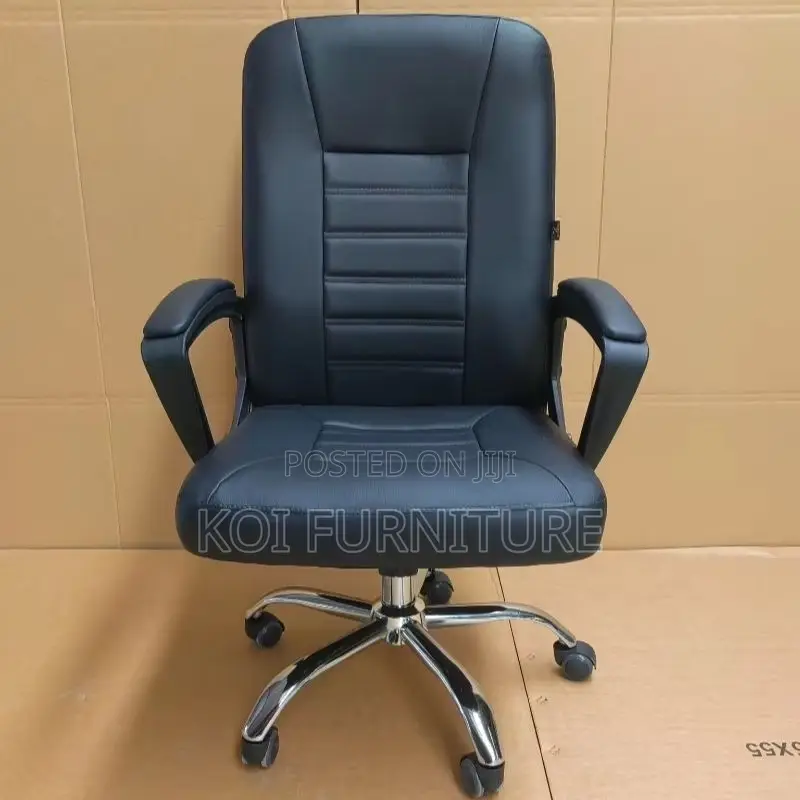 Office Chair; Mid Back Tuff Leather Swivel Office Chair
