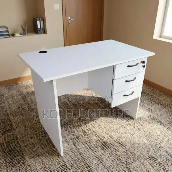 Office Desk; 1.2 Meter White Match Office Desk