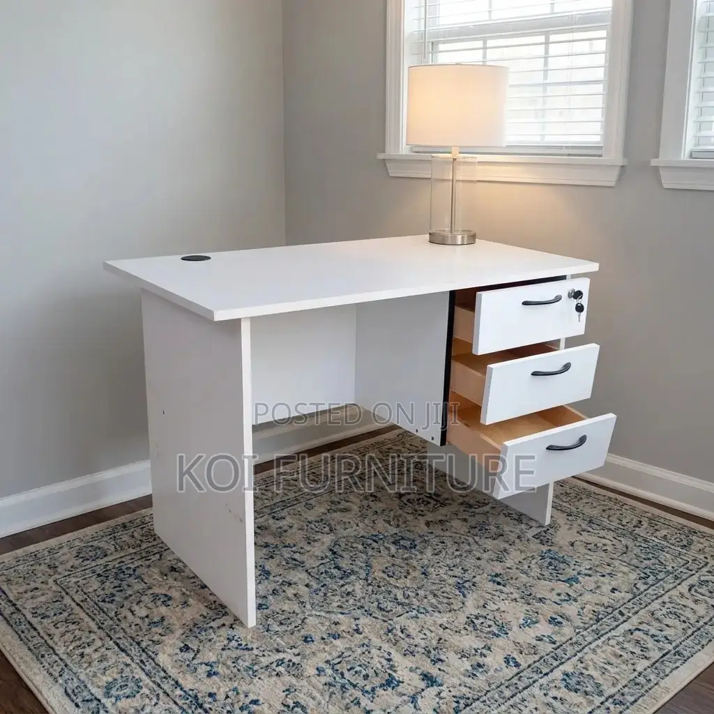 Office Desk; 1.2 Meter White Match Office Desk