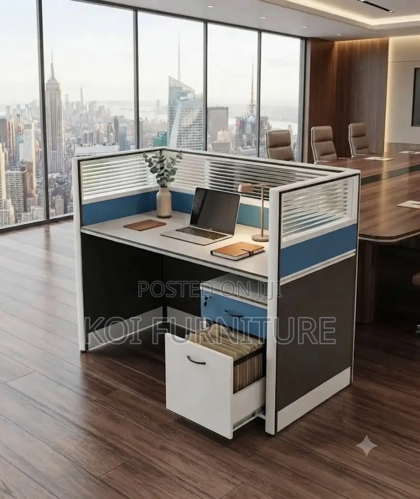 Office Workstaton; Blue Office Cafe Working Station Desk