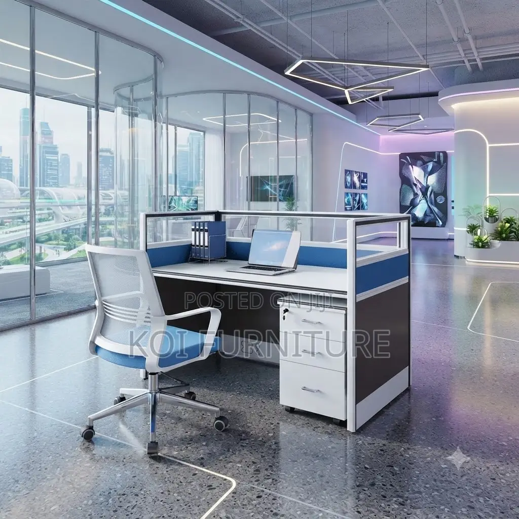 Office Workstaton; Blue Office Cafe Working Station Desk