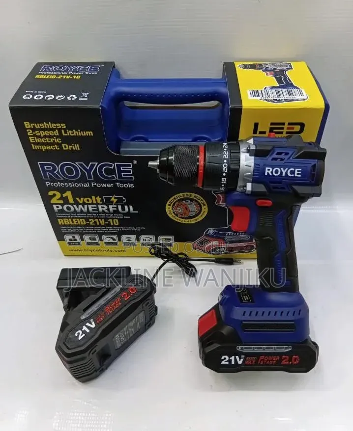 Powerful Royce Cordless Brushless 2-Speed Electric Impact Drill 21v