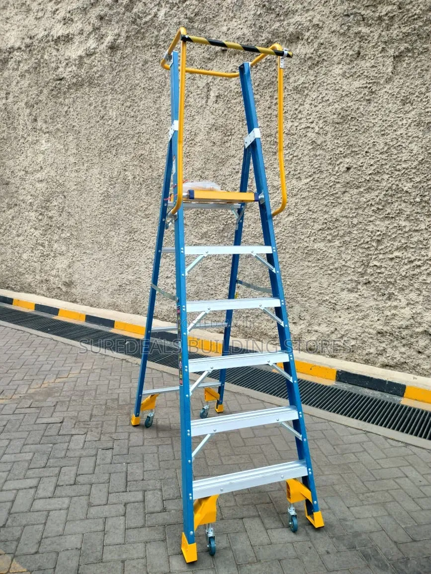 Fiberglass Platform Ladder With Safety Cage