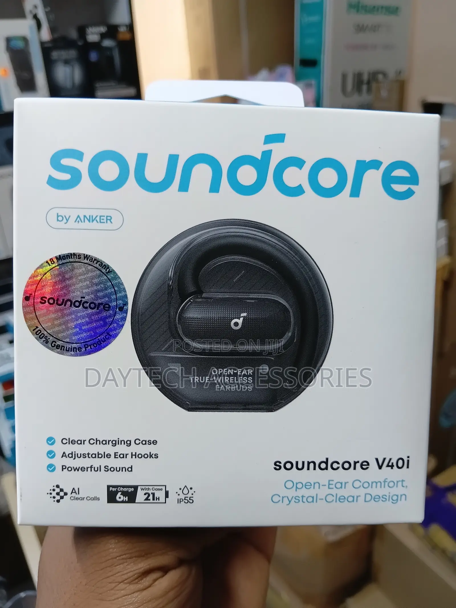 The Soundcore V40i Open-Ear True-Wireless Earbuds by Anker.