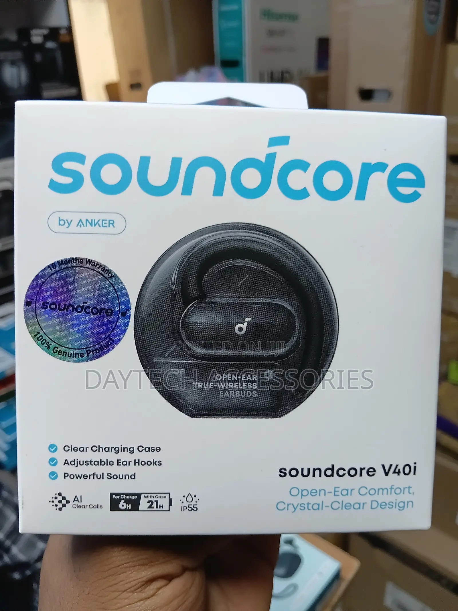 The Soundcore V40i Open-Ear True-Wireless Earbuds by Anker.
