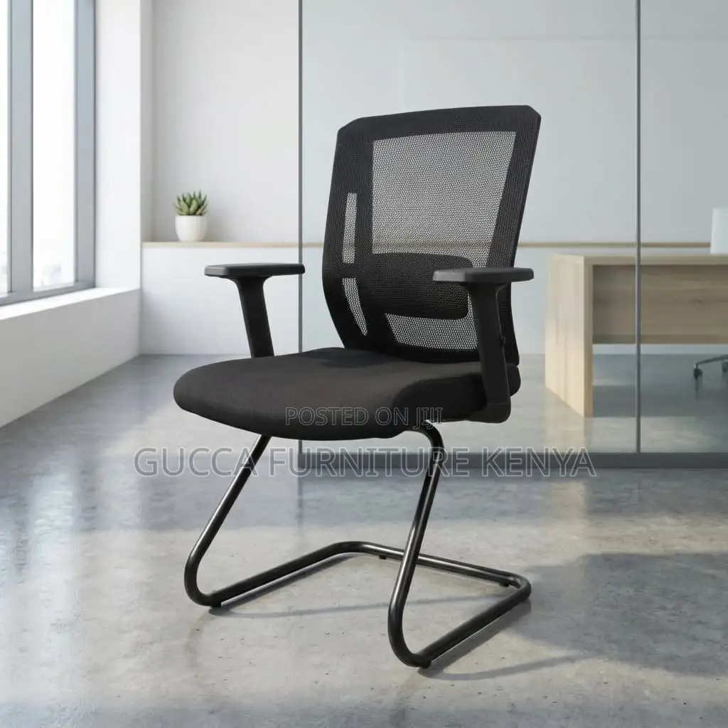 Ergonomic Mesh Guest Chair With Adjustable Arms.