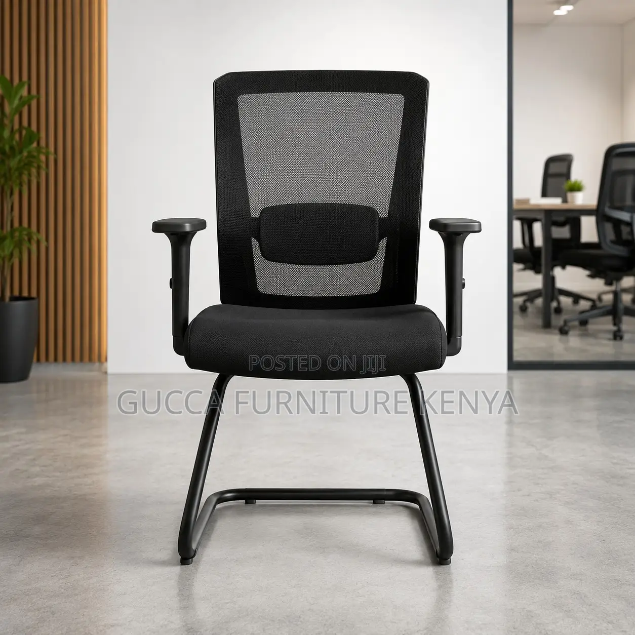 Ergonomic Mesh Guest Chair With Adjustable Arms.
