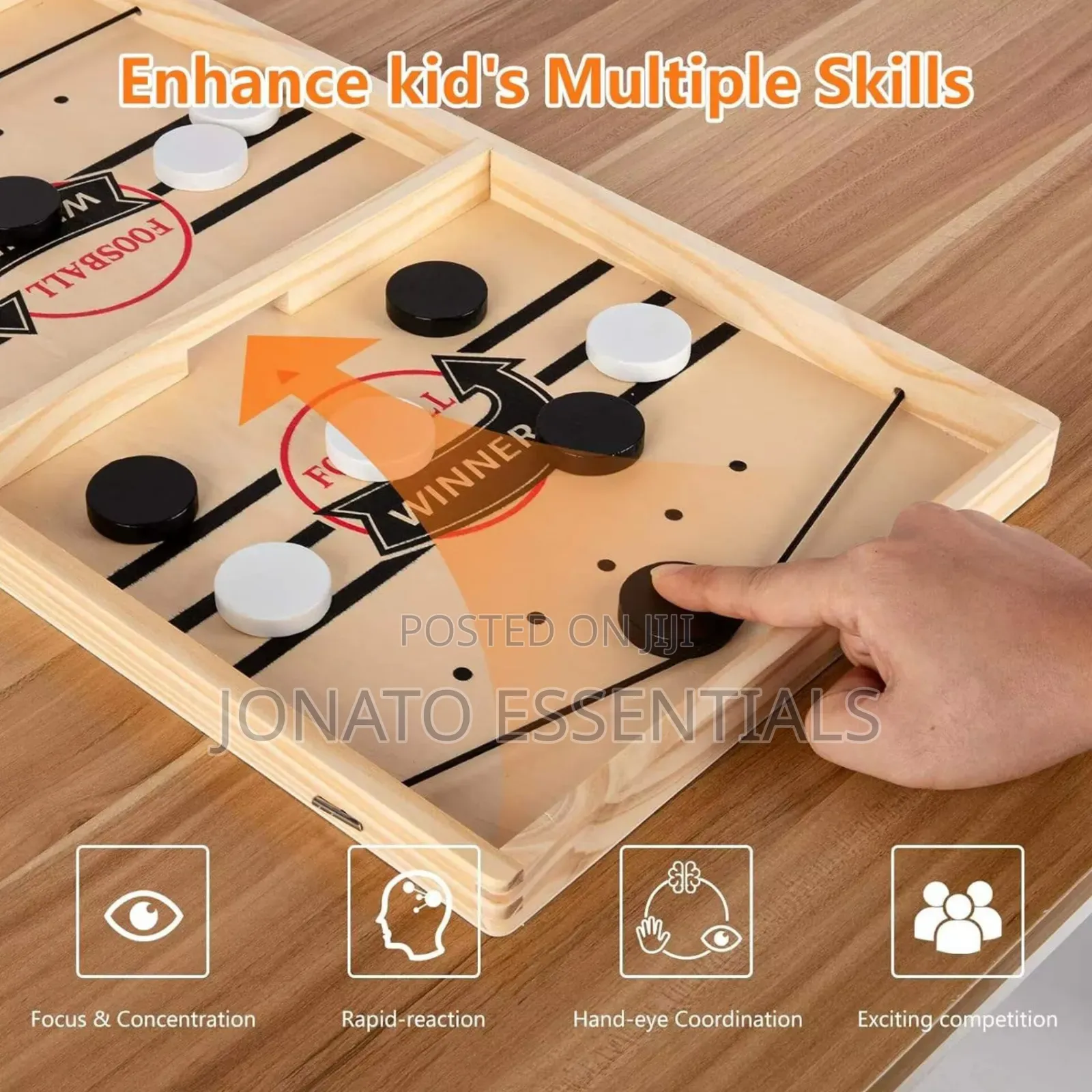 Wooden Fast Sling Puck Winner Board Game 2 Player Interactive Toy