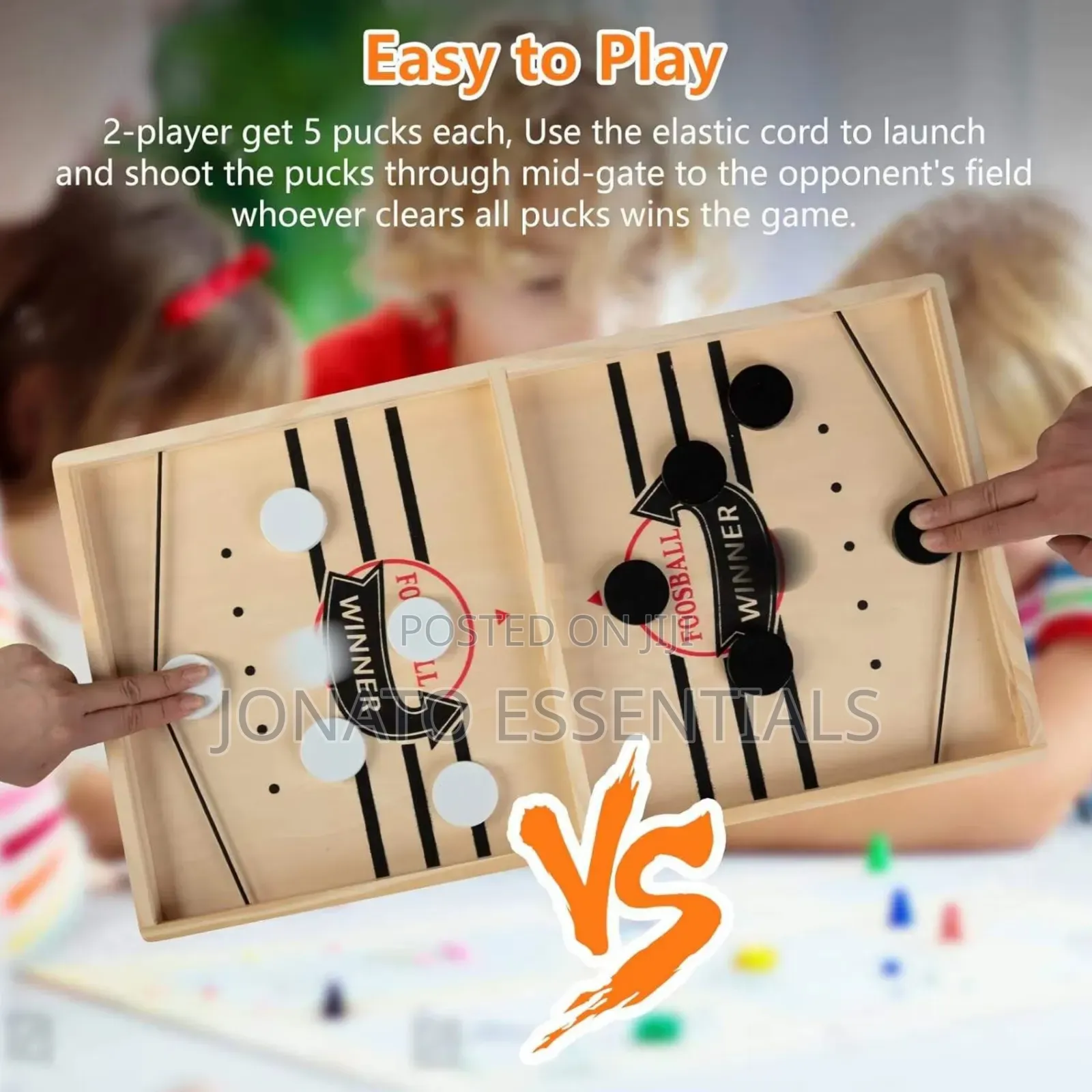 Wooden Fast Sling Puck Winner Board Game 2 Player Interactive Toy
