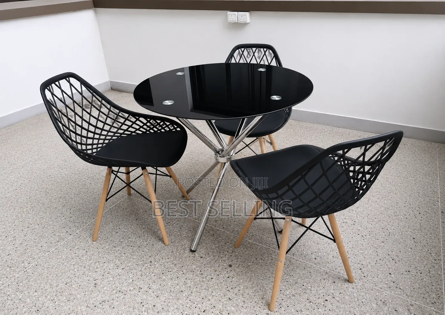 Modern Black Round Dining Set