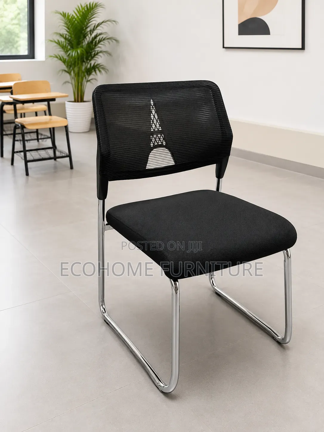 Modern Mesh Visitor Chair – Black