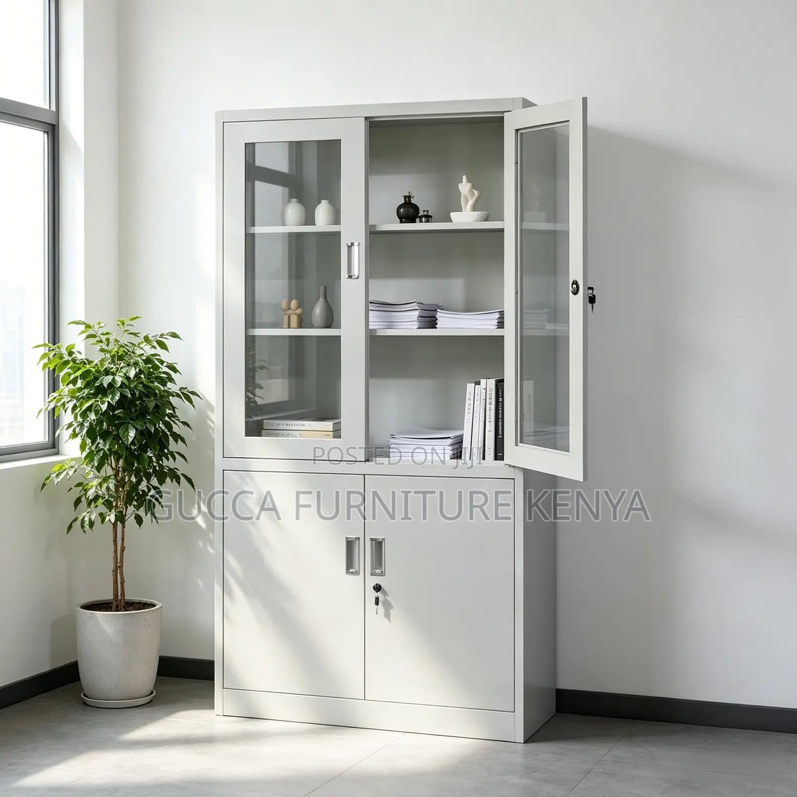 2-Door Half Glass Staffroom File Cabinet.