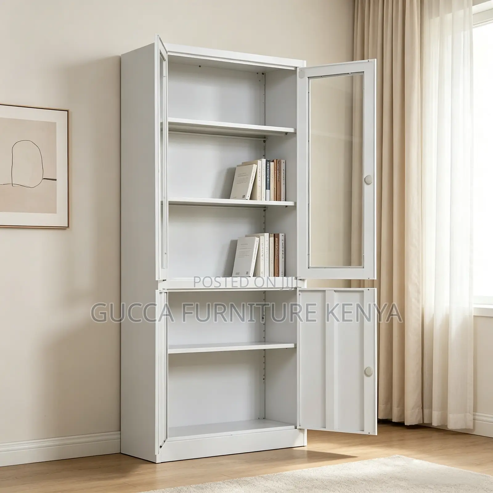 2-Door Half Glass Staffroom File Cabinet.