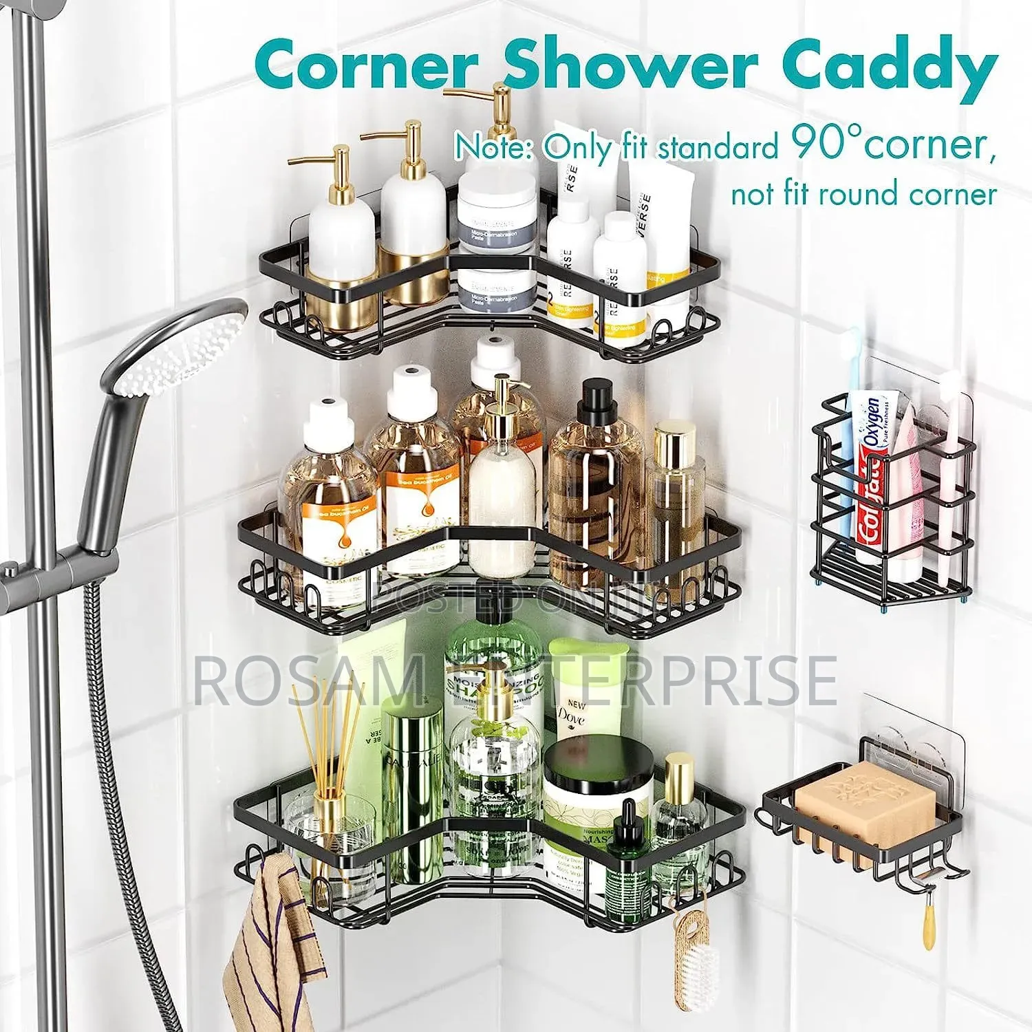 5pcs Set Triangular Shower Caddy Shelf/Bathroom Organizer