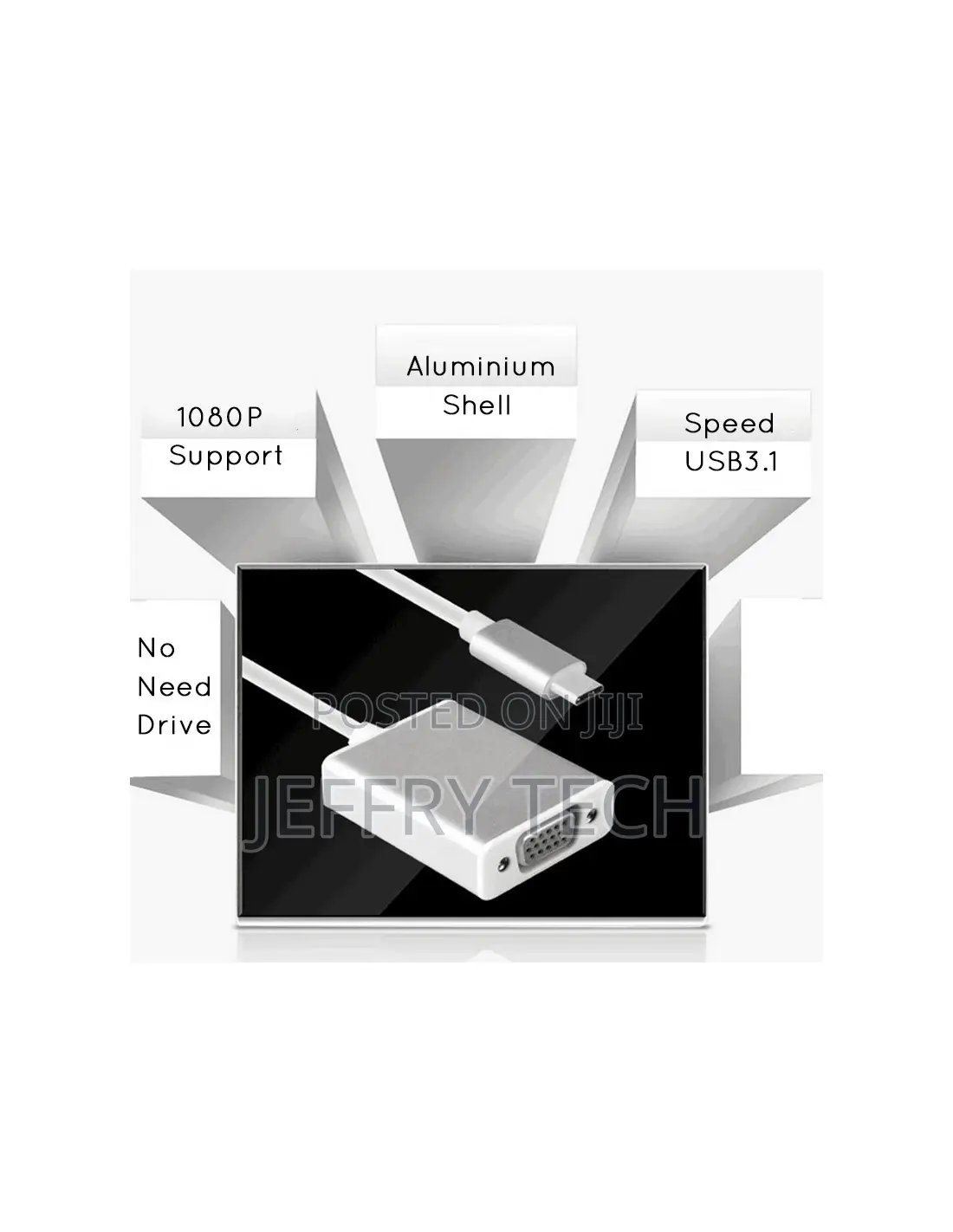 USB 3.1 Type C to VGA Female Adapter Cable for Macbook 12 Inch Chrome