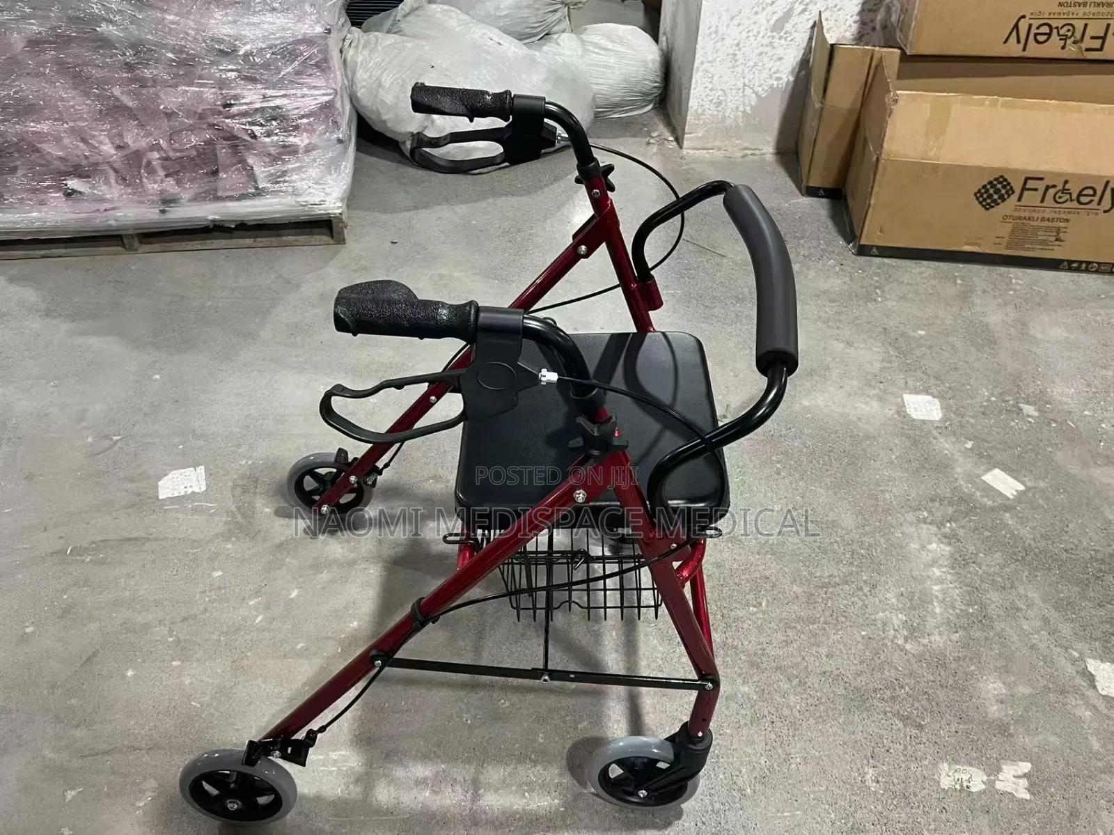 Adjustable Height Rollator With Seat and Wheels