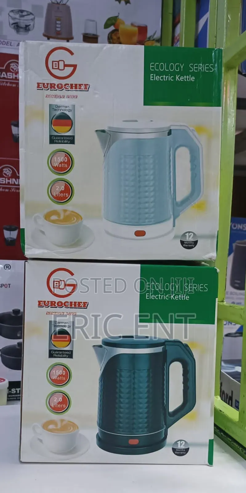 Eurochef EC- 2.0L Electric Kettle 1500W Fast Boil Stainless Steel