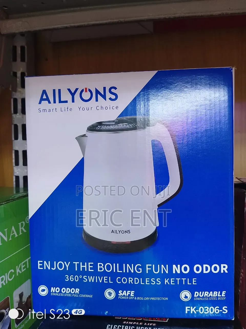 AILYONS Electric Kettle 0306 – 1.8L Fast Boil Stainless Steel Kettle