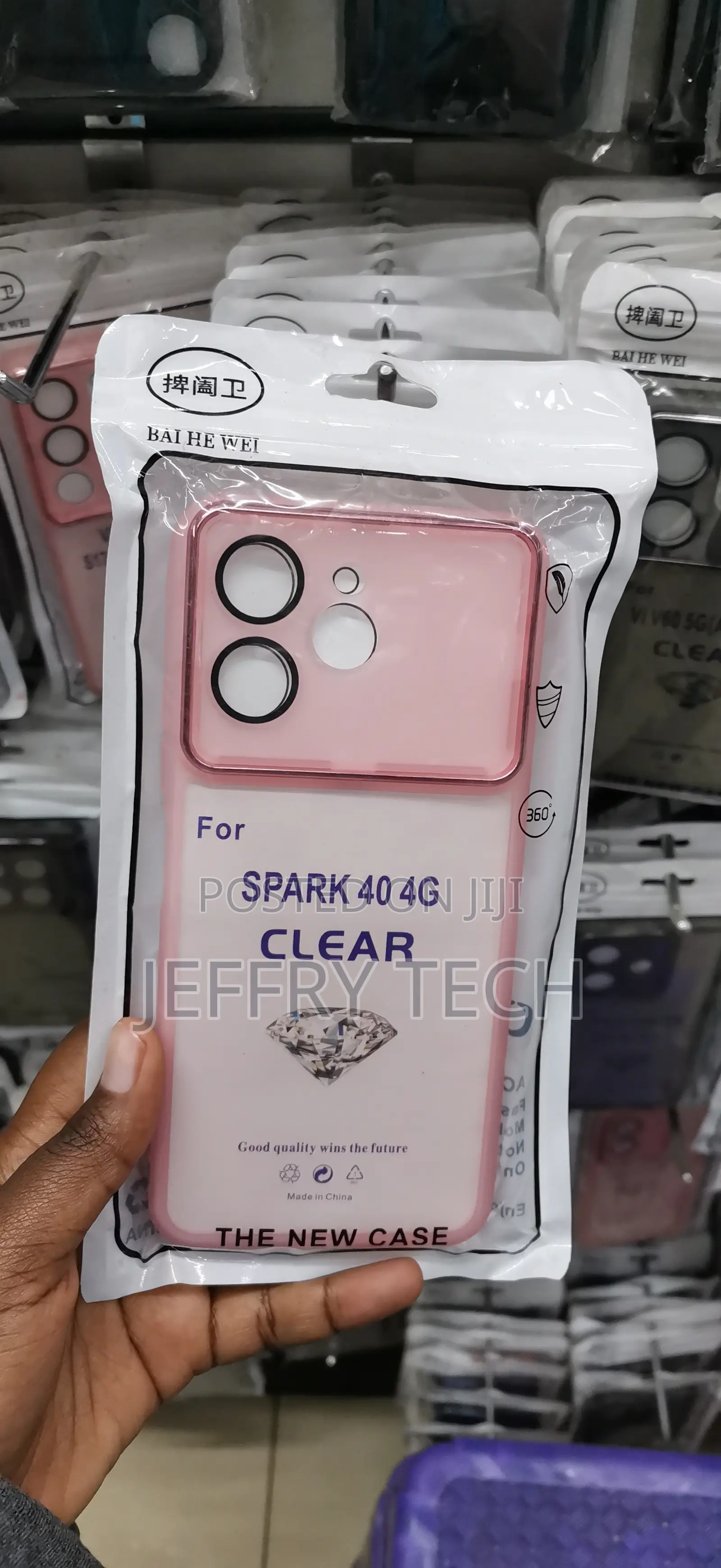 Tecno Spark 40 4G Clear Acrylic Back Panel Metallic Pink Bumper ,CASE