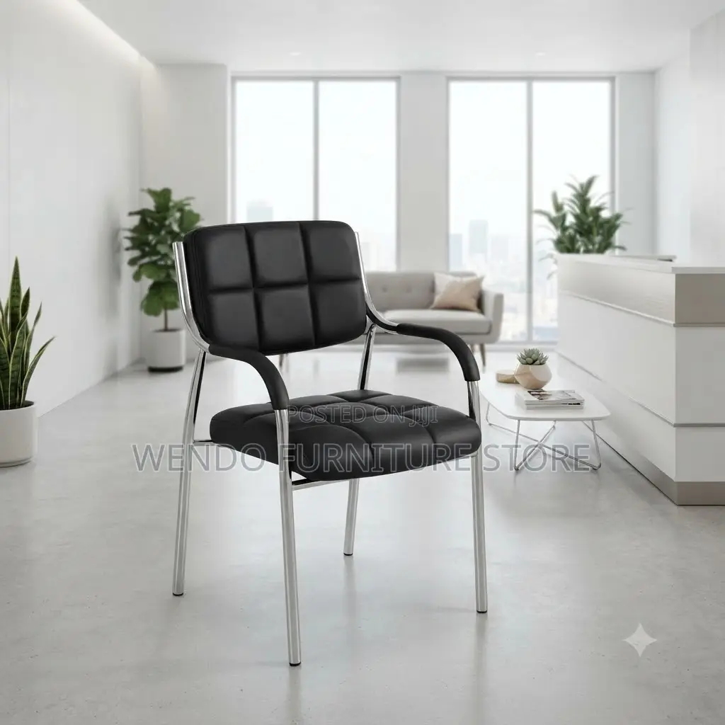 Office Chairs; Black Leather Visitors Receptionist Front Office Chairs