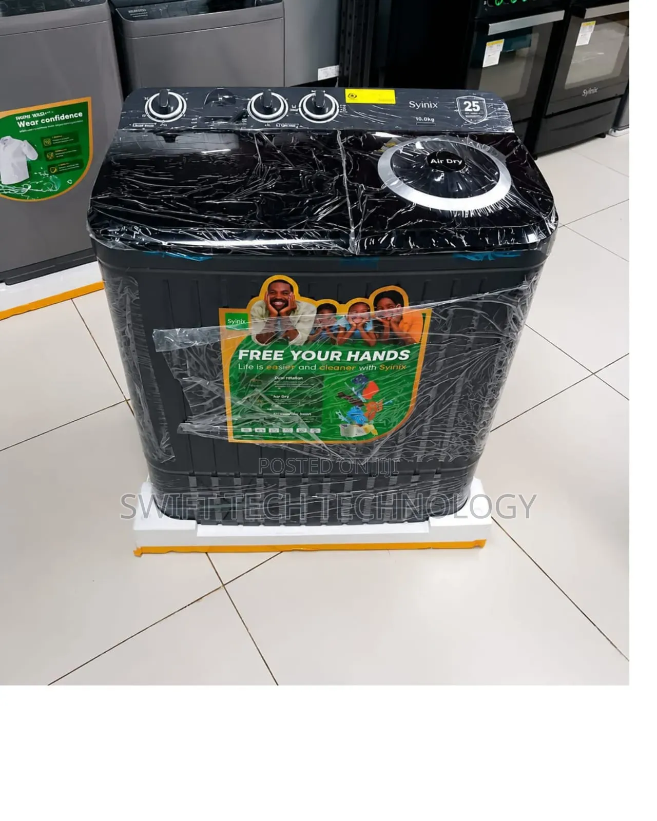 Syinix 10kgs Twin Tub Top Load Washing Machine Black
